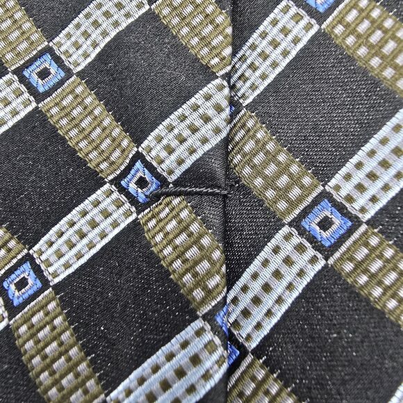 Paul Dione Mens Slik Multi Colored Brown Necktie 57x 4 In Geometric Menswear - Picture 5 of 6